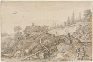 Bir Dere Yanında Kulübe ile Tepelik Manzara, 1627. by van de Velde Esaias