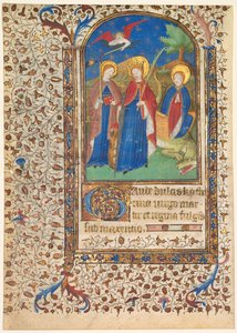 Bir Saatler Kitabından Yaprak: Sts. Geneviève, İskenderiyeli Catherine ve Margaret (rekto)