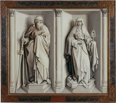 ""Bakirenin Evliliği"" Verso Flemalle Ustası olarak bilinen Robert Campin tarafından ahşap üzerine tablo (1375-1444) 1420 Dim. 0.77x0.88 m Madrid, Prado Müzesi --- Bakirenin Evliliği. Flemalle Ustası olarak bilinen Robert Campin tarafın by Master of Flémalle