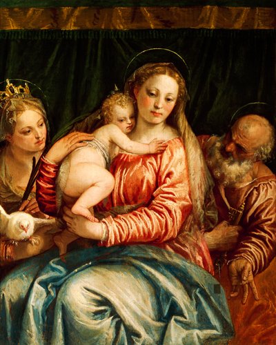 Madonna ve Çocuk, aziz ve Aziz Peter, Veronese olarak bilinen Paolo Caliari (1528-1588), tuval üzerine yağlı boya by (1528 88) Veronese