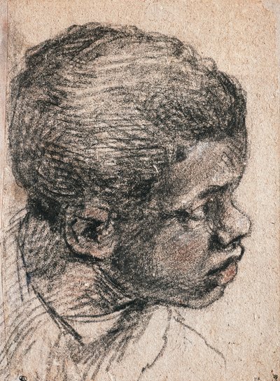 Zenci çocuğun başı, Veronese (1528-1588) olarak bilinen Paolo Caliari, çizim by Veronese