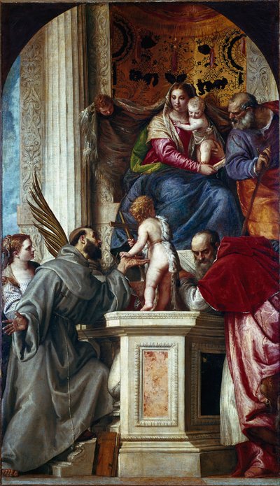 Azizlerle Kutsal Aile (Pala di San Zaccaria veya Aziz Zekeriya Sunağı olarak bilinen Kutsal Konuşma). Paolo Caliari Paolo Veronese