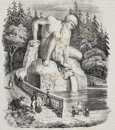 Apennines Heykeli (Giambologna tarafından) Villa Demidoff (Pratolino Villa Medicea), Vaglia, Toskana, İtalya, Poliorama Pittoresco