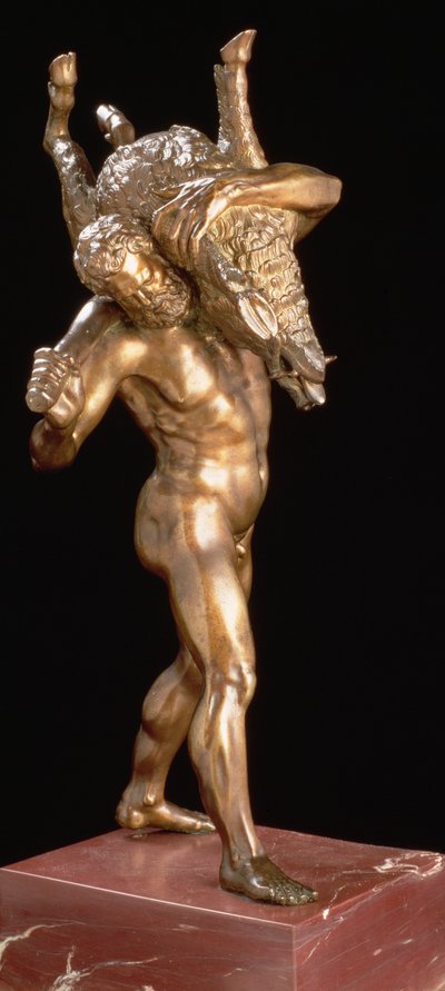 Herkül ve Erymanthian Domuzu (altın yaldızlı bronz) by Giambologna