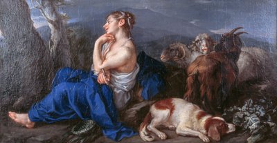 Erminia sevdiğinin adını ağaç gövdesine yazıyor, Francesco Fernandi Imperiali olarak bilinen (1679-1740), tuval üzerine yağlıboya, 42x80 cm by (1679 1740) Imperiali