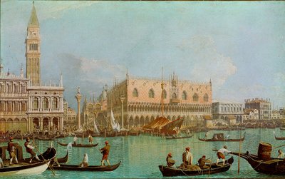 Saint Mark havzasının Ducal Sarayı ile Köstebek. Kanaldan alınan Venedik, Doge Sarayı ve San Marco Meydanı manzarası. Giovanni Antonio Canal dit il Canaletto tarafından yapılan tablo (1697-1768) by Canaletto