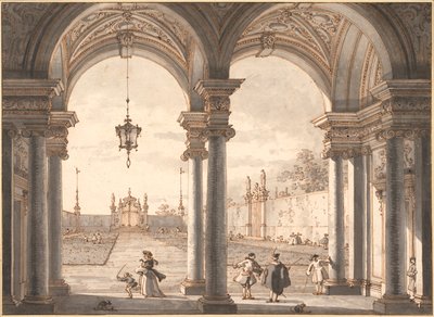 ""Bahçeye bakan bir Barok Sütun Görünümü" (Barok Sütunlu Bir Bahçeden Görünüm) Kalem çizimi Antonio Canal dit Canaletto (1697-1768) 1760-1768 Dim 33.1x45,4 cm Albertina , Viyana by Canaletto
