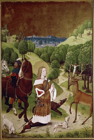 St Hubert dönüşümü (panel üzerinde yağ by (active c.1463 c.1490) Master of Wilten