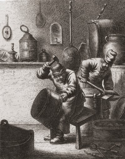 17. yüzyılda iş başında bakırcılar (baskı) by (after) Dutch School