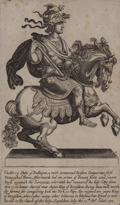 Godfrey of Bouillon, Fransız şövalyesi, Haçlı ve Kudüs Kralı (gravür) by (after) English School