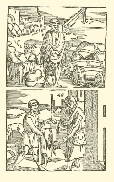 Roxburghe Baladları için İllüstrasyon (tahta baskı) by (after) English School