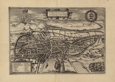Norwich, Norfolk haritası (gravür) by (after) English School