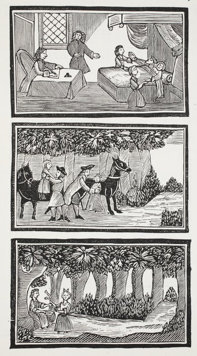Ormandaki İki Çocuğun Tarihi, John Ashton'ın 'On Sekizinci Yüzyılın Bölüm Kitapları'ndan bir örnek, pub. 1882 (lito) by (after) English School