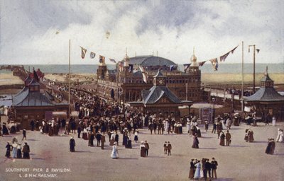 Southport İskelesi ve Köşkü (renkli fotoğraf) by (after) English photographer
