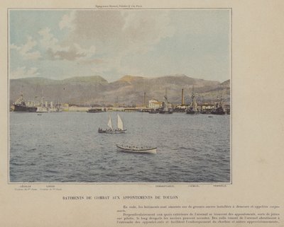 Toulon rıhtımlarındaki binalarla savaş (renkli fotoğraf) by (after) French Photographer