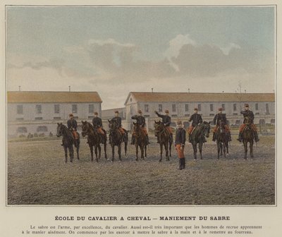 Atlı Binici Okulu, Kılıcın Kullanımı (renkli fotoğraf) by (after) French Photographer