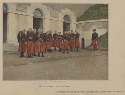 Zouaves Polis Karakolu (renkli fotoğraf) by (after) French Photographer