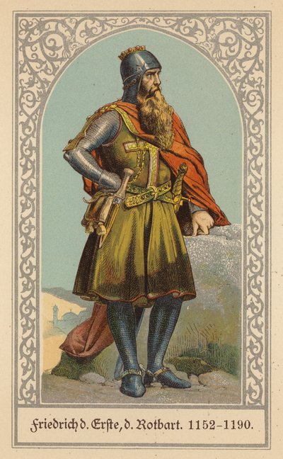 Frederick Barbarossa, Kutsal Roma İmparatoru (renkli taş baskı) by (after) German School