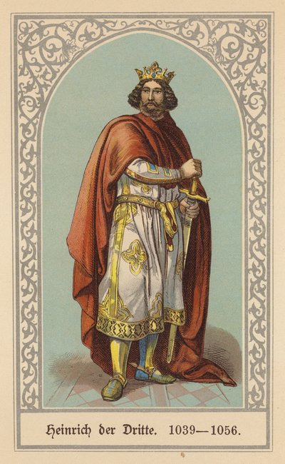 Henry III, Kutsal Roma İmparatoru (renkli litho) by (after) German School