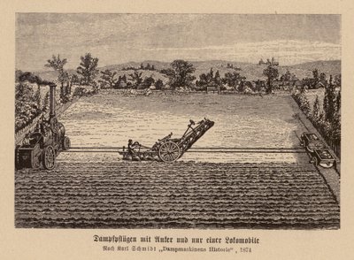 Cer motoru ve çapa ile buharlı çift sürme (lito) by (after) German School