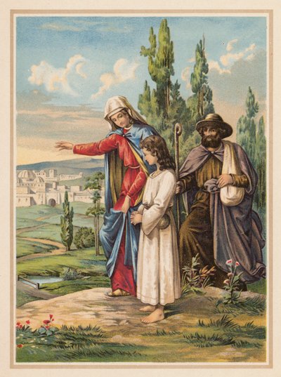 Tapınağa (renkli taş baskı) by (after) German School