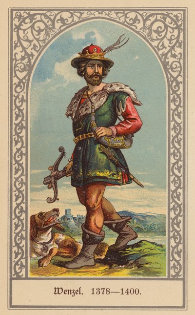 Wenceslaus IV, Bohemya ve Almanya Kralı (renkli litho) by (after) German School