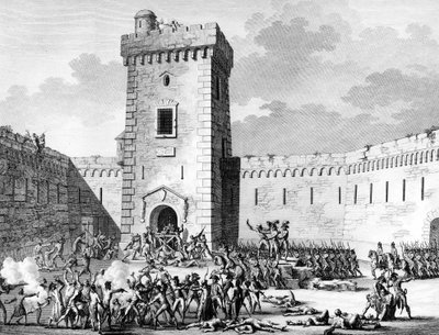 Fransız Devrimi ve Devrim Karşıtı Hareketler: Jakobenler Marsilya'da durur ve Marsilya'daki Saint John Kalesi'ne kilitlenen Aubagne ve 17 Prairial An III'te kralcılar tarafından katliamlar (5 Haziran) by (after) Girardet