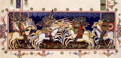 Savaş Sahnesi (Hayali Haçlı Seferleri) - 1352 minyatürüne dayanan "Napoli Kutsal Ruh Düzeni Tüzüğünün" (Kutsal Ruh Düzeni) içinde by (after) Italian School