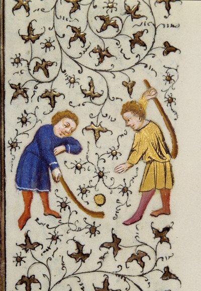 Tek sayfalık disk oyunu Boucicaut Ustası tarafından aydınlatılan “” Les Tres Riches Hours du Duke Francois de Guise” el yazmasından detay. 15. yüzyıl. Musee Conde, Chantilly by (and workshop) Boucicaut Master