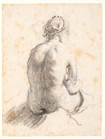 Çıplak bir kadın çalışması (kağıt üzerinde grafit) by (attr. to) Rembrandt Harmensz. van Rijn