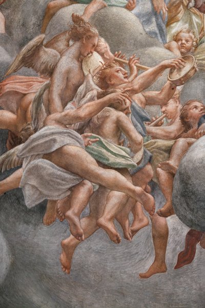 Müzik aletleri çalan açılar, 3660852 detayı by (c.1489 1534) Correggio
