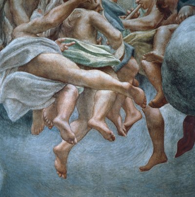 Melekler, İbrahim ve İshak bölümünden, Parma Katedrali kubbesinden fresklerin detayı, Antonio Allegri Da Correggio (1489-1534) by (c.1489 1534) Correggio