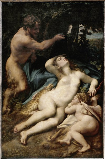 Jüpiter ve Antiope (ya da aşk tanrısı ve satirli Venüs) (tuval üzerine yağlı boya by (c.1489 1534) Correggio