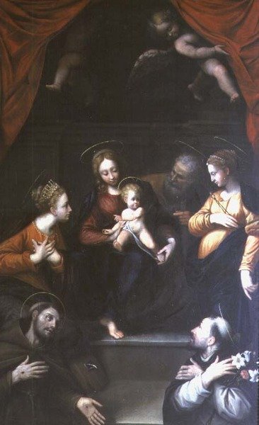 Aziz Joseph ve diğer Azizler ile Madonna ve Çocuk by Innocenzo da Imola