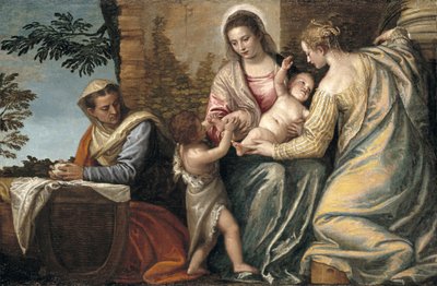 Madonna ve Çocuk, St. Elizabeth, Bebek St. John the Baptist ve St. Justina, 1565-70 by Paolo Veronese