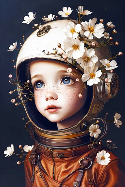 gezegendeki çocuk astronot Çiçekler, özel resim baskı boyutları by F. Abderrahim