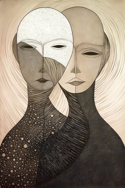 Figüratif resim iki kadın, Gustav Klimt stili, online kanvas tablo baskıları by F. Abderrahim