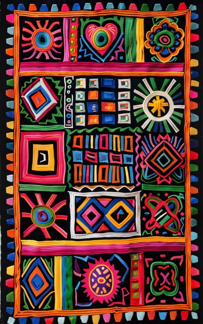Kanvas baskılar ve duvar sanatı dekoru için renkli geleneksel naif kilim deseni by F. Abderrahim
