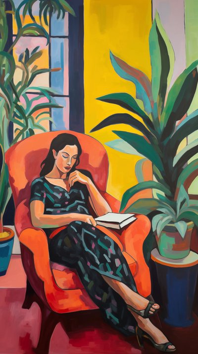 Matisse tarzı sandalyede kadın tablosu | online özel kanvas baskılar by F. Abderrahim