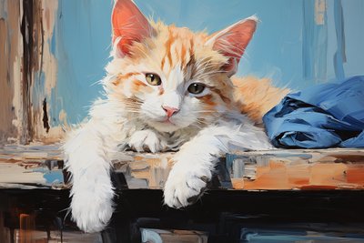 Tuval üzerine dinlenen sarışın kedi tablosu, evcil hayvan sanat baskıları, Hayvan Duvar Dekoru by F. Abderrahim