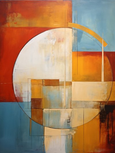 Dairesel şekiller, oturma odası duvar dekoru için soyut resim, sanat baskıları by F. Abderrahim