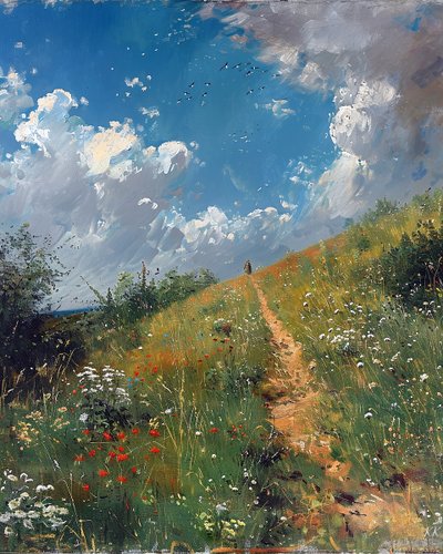 Yuvarlanan Kırsal Manzara, duvar sanatı dekoru  kanvas baskılar by F. Abderrahim