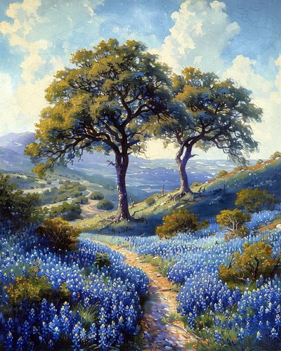 Lavanta çiçekleriyle kaplı bir manzara içinde bir yol, Özel kanvas baskılar by F. Abderrahim