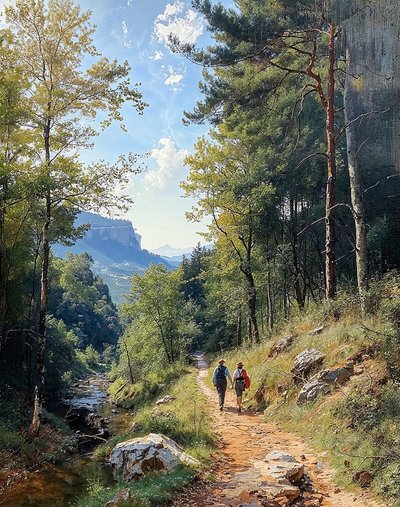 Dağların arasından orman yürüyüşü, Her Oda için Manzara Duvar Süsleri by F. Abderrahim