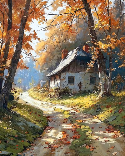 Ormanda geleneksel ahşap ev, özel kanvas baskılar online by F. Abderrahim