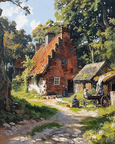 Doğanın ortasında geleneksel eski Fransız ambar evi, Duvar Dekoru by F. Abderrahim