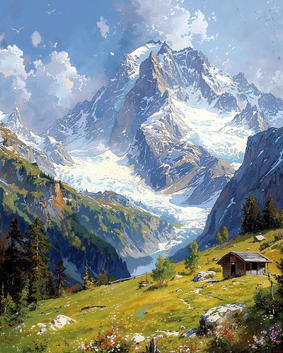 Çiçekli Tepeler ile Manzara, yatak odası için duvar dekoru by F. Abderrahim