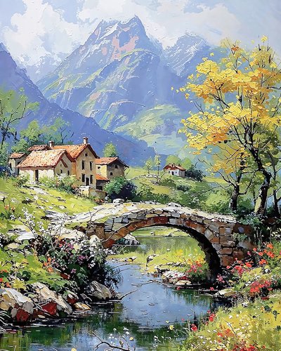Dağların Üzerinde Gün Batımı Manzarası, duvar sanatı dekoru  kanvas baskılar by F. Abderrahim