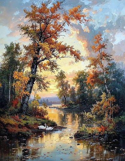 Yeşil bir ormanın içinden bir dere akıyor, Satılık Duvar Dekoru by F. Abderrahim