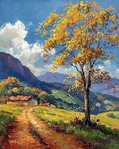 Dağlarda renkli sonbahar manzarası, Seveceğiniz Duvar Dekoru by F. Abderrahim